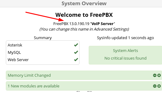 La versión FreePBX